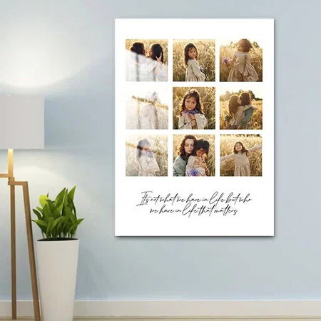 Family Multi Photo Heart Quote Elegant Stylish Customized Printed Rectangle Vertical Acrylic Photo Frame