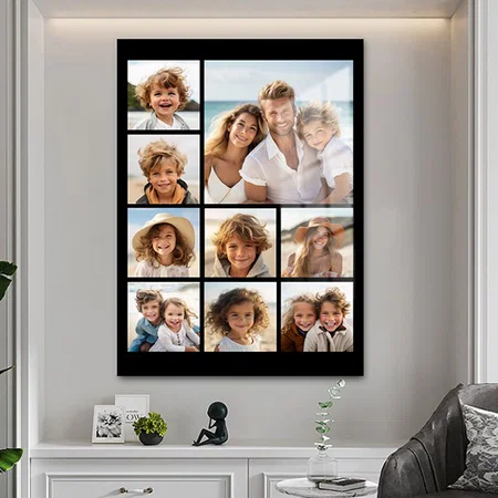 Photo Collage with 9 Photos Customized Printed Rectangle Vertical Acrylic Photo Frame
