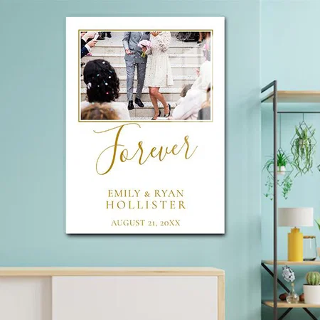 Forever Elegant Golden Script Wedding Photo Customized Printed Rectangle Vertical Acrylic Photo Frame