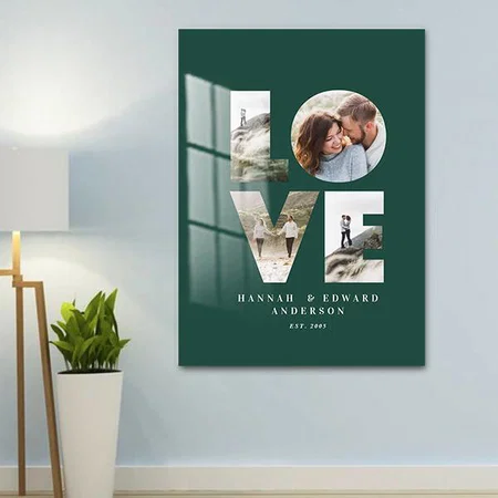 Love 4 Photo Modern Minimal Personalised Gift Customized Printed Rectangle Vertical Acrylic Photo Frame