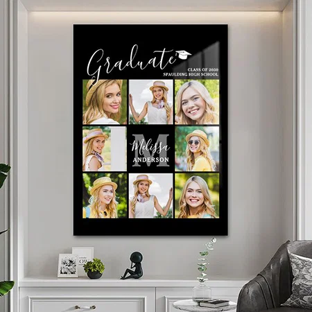 Graduation 8 Photo Collage Customized Printed Rectangle Vertical Acrylic Photo Frame