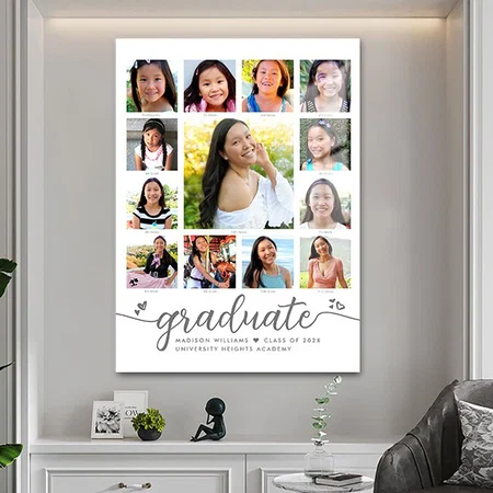 Graduation Modern Script Photo Collage Customized Printed Rectangle Vertical Acrylic Photo Frame