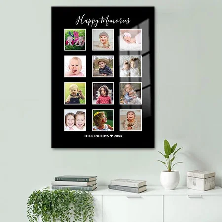 12 Family Photo Collage Black Customized Printed Rectangle Vertical Acrylic Photo Frame