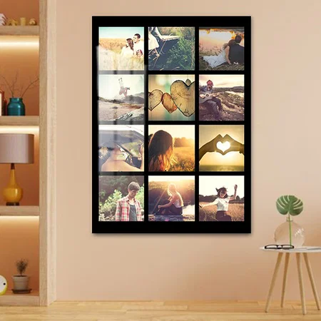 Simple Grid Photo Collage Customized Printed Rectangle Vertical Acrylic Photo Frame
