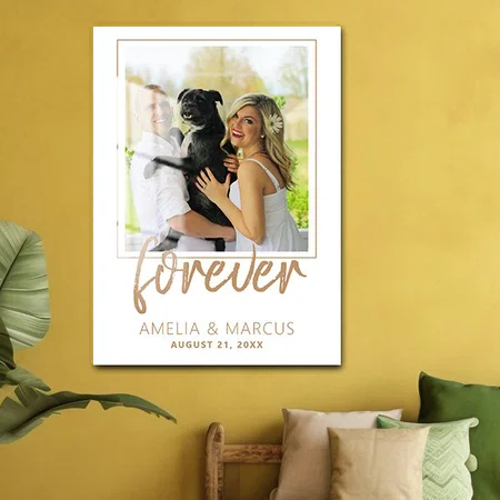 Forever Elegant Golden Script Wedding Customized Printed Rectangle Vertical Acrylic Photo Frame