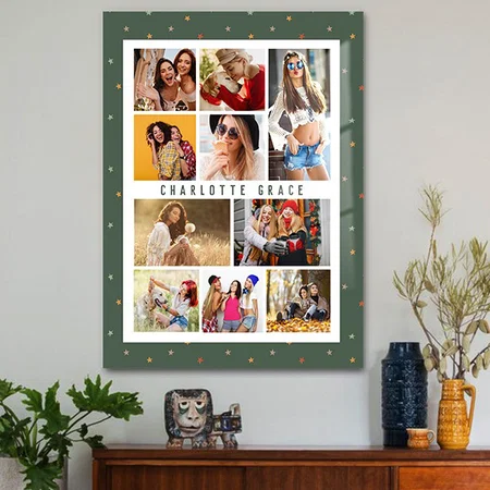 10 Photo Modern Stars Stylish Green Name Customized Printed Rectangle Vertical Acrylic Photo Frame