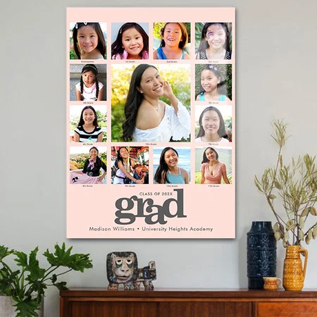 Graduation Photo Collage Blush Pink Customized Printed Rectangle Vertical Acrylic Photo Frame
