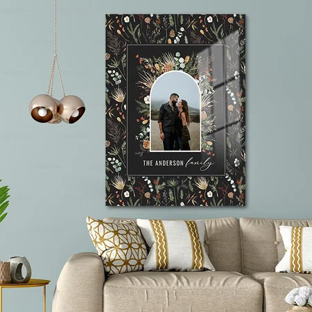 Black Modern Arch Photo Watercolor Botanical Decor Customized Printed Rectangle Vertical Acrylic Photo Frame
