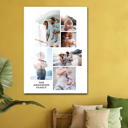 Modern Minimal Simple Personalized Family 5 Photo Customized Printed Rectangle Vertical Acrylic Photo Frame