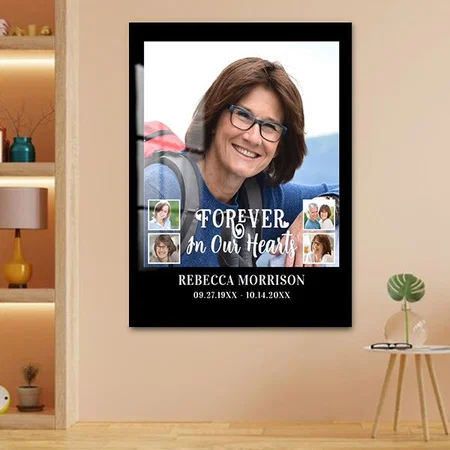Memorial 5 Photo Modern Calligraphy Script Hearts Customized Printed Rectangle Vertical Acrylic Photo Frame