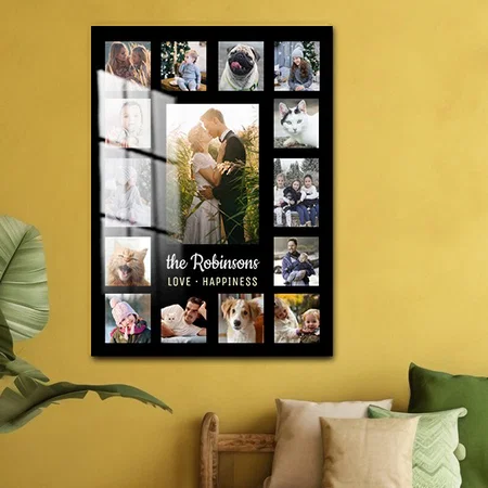 Family Photo Collage 15 Pictures Customized Printed Rectangle Vertical Acrylic Photo Frame
