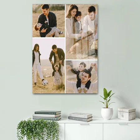 Simple Four Photo Collage Customized Printed Rectangle Vertical Acrylic Photo Frame