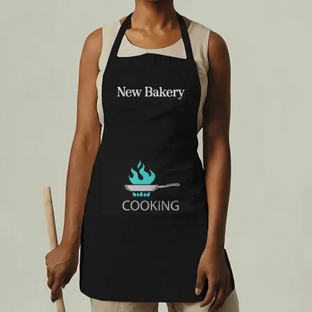 Black Solid Color Customized Full Print Apron
