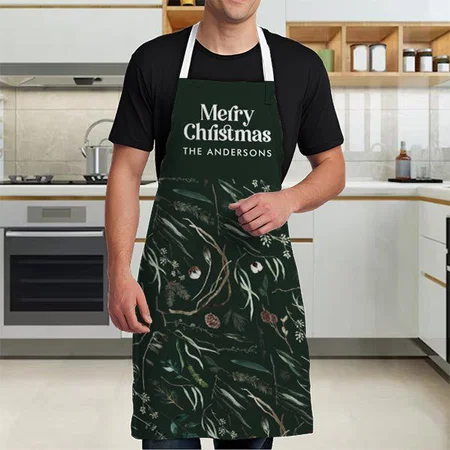 Green Modern Elegant Watercolor Botanical Rustic Customized Full Print Apron