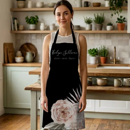 Boho Roses Black Beauty Professional Customized Full Print Apron
