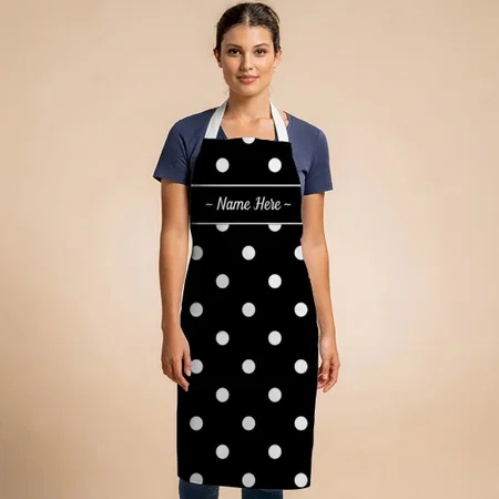 Polka Dot Apron With Custom Name Customized Full Print Apron