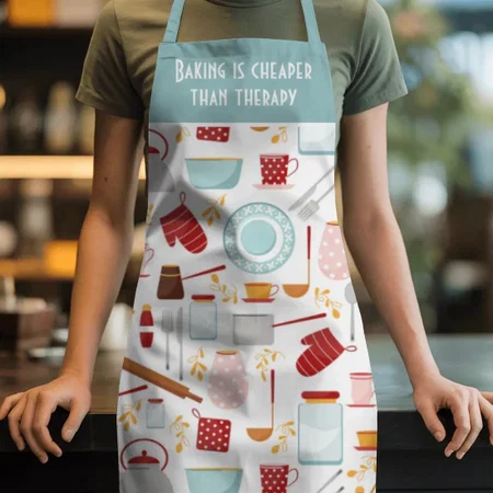 Funny Baking Saying Modern Kitchen Customized Full Print Apron
