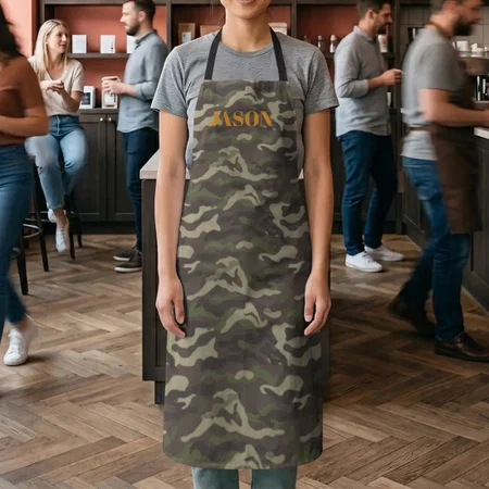 Green Camouflage Pattern Customized Full Print Apron