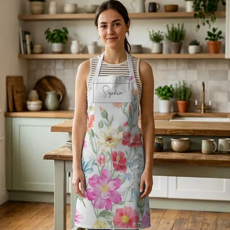 Watercolor Wildflowers Boho Stylish Customized Full Print Apron