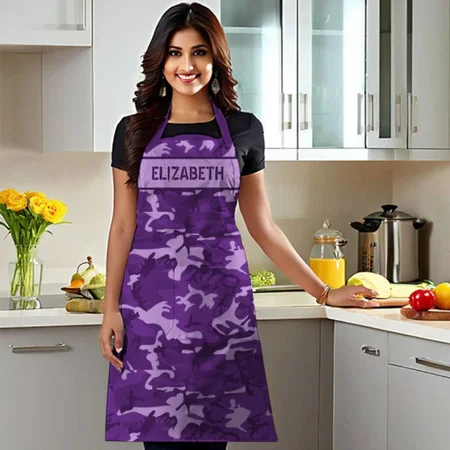 Purple Camouflage Pattern Customized Full Print Apron
