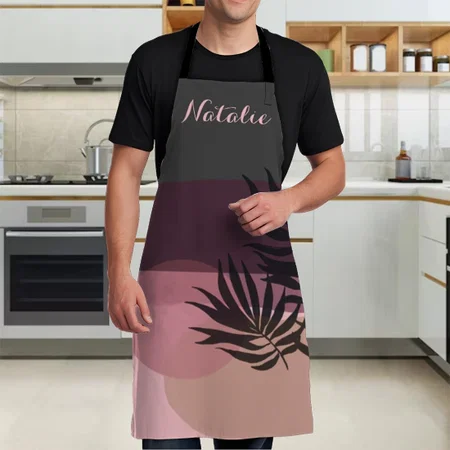 Soft Pastel Abstract Pink & Grey Tropical Customized Full Print Apron