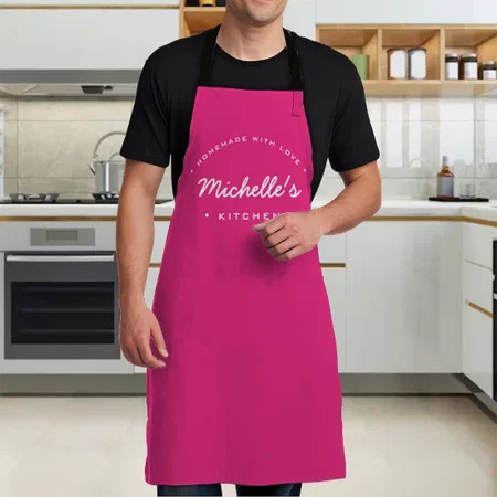 Pink Homemade With Love Customized Full Print Apron
