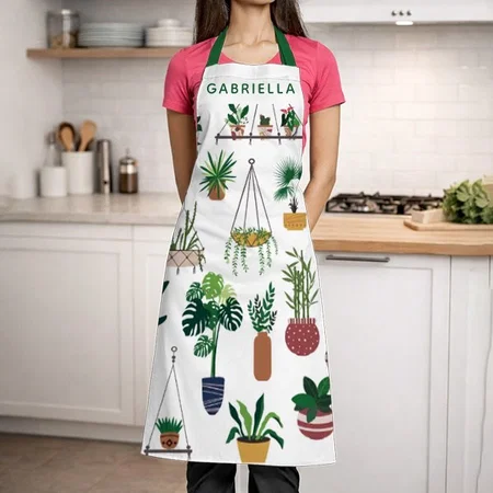 Boho Plant Lady Illustration Art Customized Full Print Apron