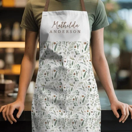 Sage Modern Minimal Botanical Elegant Customized Full Print Apron