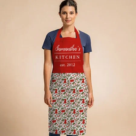 Cherry Berries Pattern Pretty Modern Customized Full Print Apron