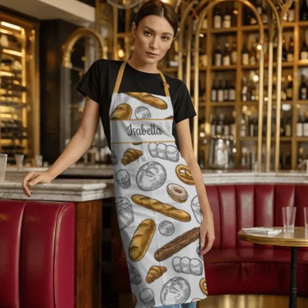 Bread Baker Pattern Customized Full Print Apron