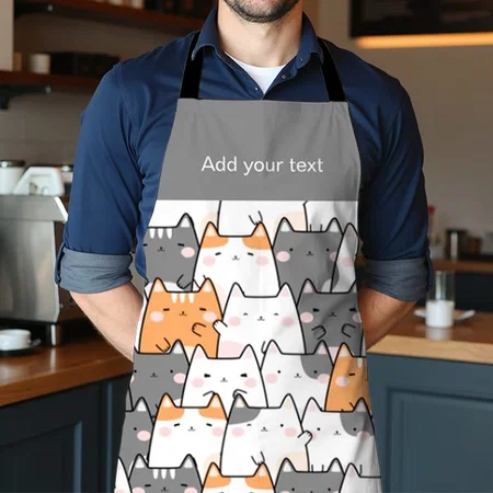 Modern Cute Funny Cats Pattern Customized Full Print Apron