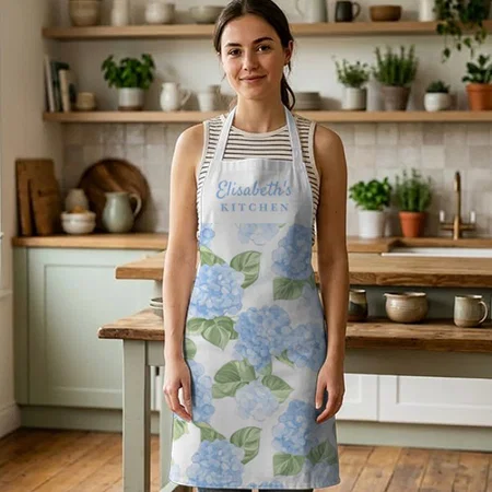 Watercolor Hydrangea Customized Full Print Apron
