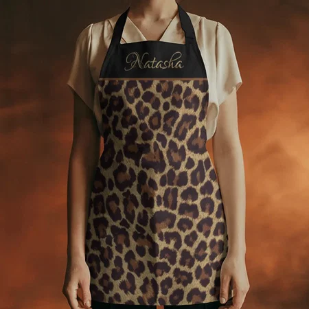 Exotic Faux Leopard Fur Print Customized Full Print Apron