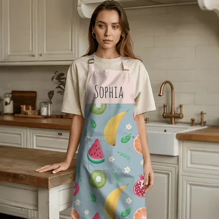 Girls Cute Tropical Summer Fruit Pattern Customized Full Print Apron