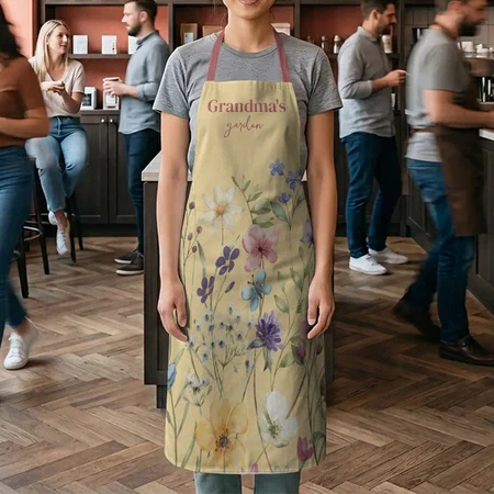 Yellow Wildflower Garden Customized Full Print Apron