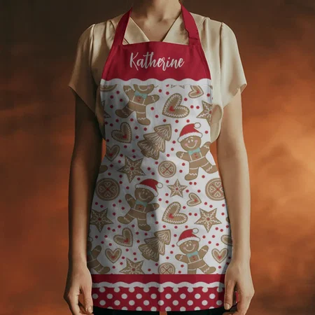 Cute Christmas Holiday Gingerbread Man Customized Full Print Apron