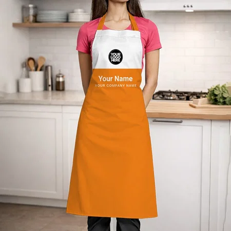 Orange And White Customized Full Print Apron