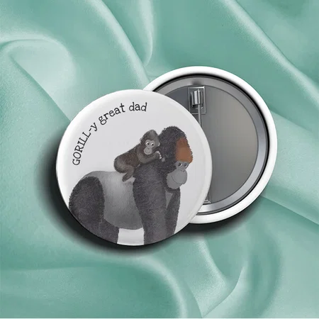 Gorilla and Baby Great Dad Badge Customized Photo Printed Button Badge