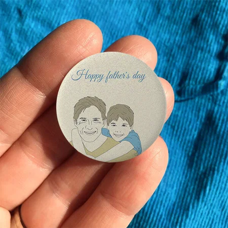 Beatiful Happy Father's day Customized Photo Printed Button Badge