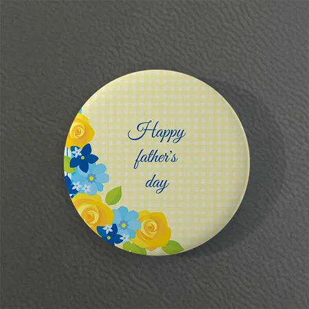 Beatiful Floral Design Happy Father's day Customized Photo Printed Button Badge