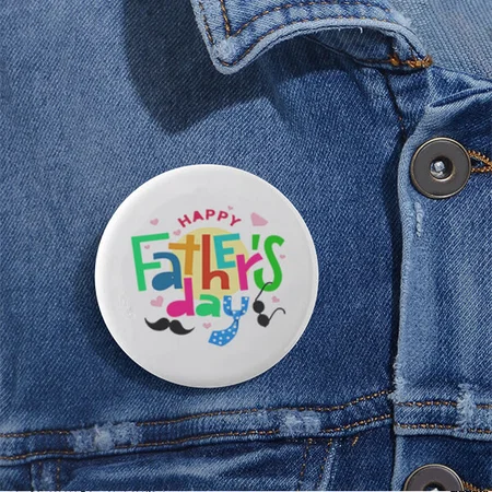 Happy Father's Day Color Ful Typography Design Customized Photo Printed Button Badge