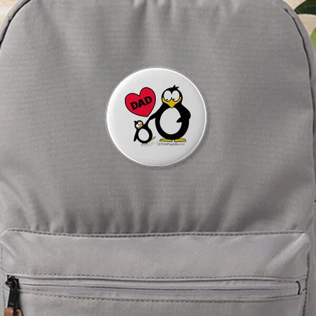 Penguin Heart Dad Customized Photo Printed Button Badge