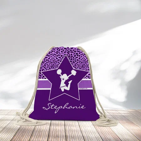Cheer Design with Name Customized Full Print Canvas Drawstring Bag for Men & Women