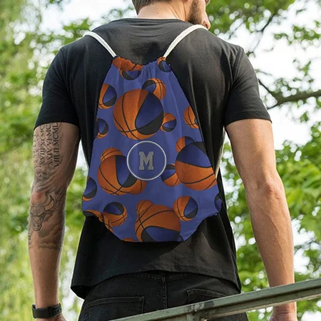 Basketballs Pattern Design Customized Full Print Canvas Drawstring Bag for Men & Women