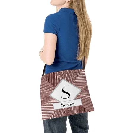 Rose Gold Art Deco Metallic Elegant Customized Full Print Canvas Sling Bag for Women & Men