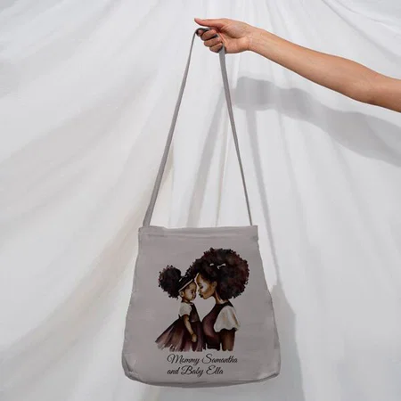 Pink Mom and Daughter Customized Full Print Canvas Canvas Sling Bag for Women & Men