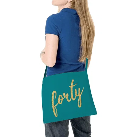 Gold Teal Birthday Party Glitter Customized Full Print Canvas Canvas Sling Bag for Women & Men