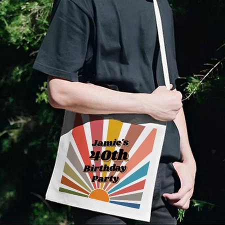 Fun Retro Custom 40th Birthday Vintage Photo Customized Full Print Canvas Canvas Sling Bag for Women & Men