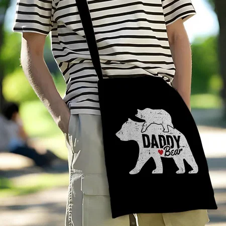 Daddy Bear with Cute Baby Cub Customized Full Print Canvas Canvas Sling Bag for Women & Men