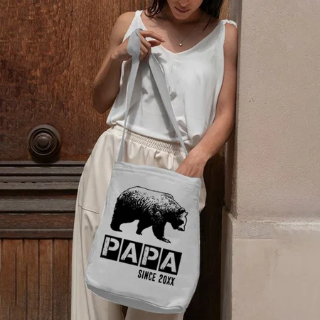 Bear Themed Design Papa Bear Customized Full Print Canvas Canvas Sling Bag for Women & Men